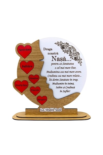 OEM Tablou decorativ, cadou personalizat cu mesaj standard „Dragă nașă”, 25 c...