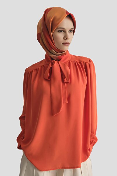 Armine TREND Neck Ribbon Patterned Tunic-Orange 25Yt303