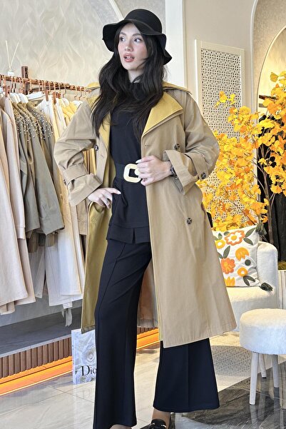 Orhan Kruvaze Çift Yaka Trençkot 19-1120 - Camel