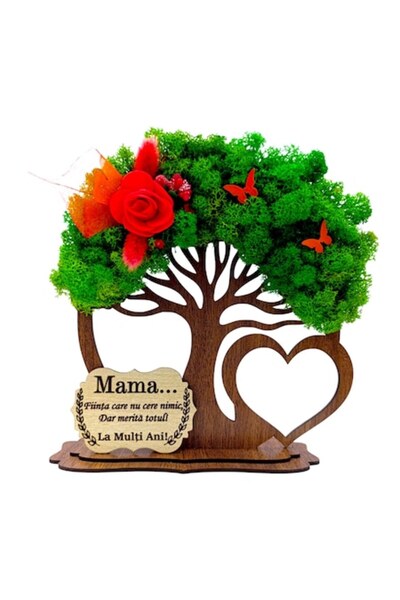 OEM Decoratiune Copac cu licheni naturali si mesaj pentru Mama "Fiinta care n...