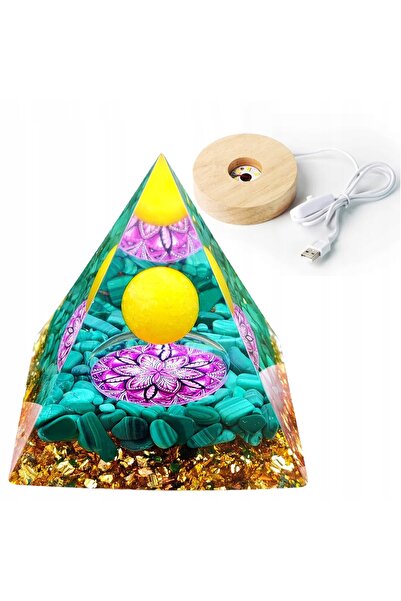 Other Piramidă ORGONIT + BAZA LAMPĂ LED 5cm PIETRE DE CRISTAL AMULETĂ 5cm ÎX15