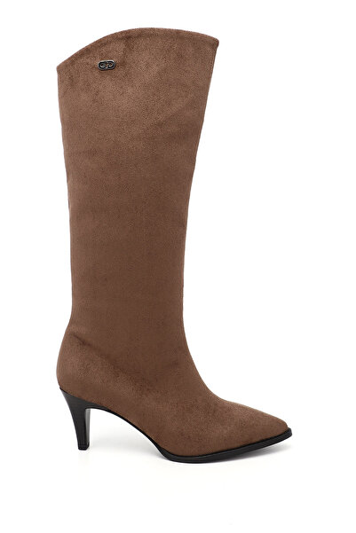 GÖNDERİ(R) Women's / Girls' Brown Suede Pointed Toe Thin Heeled Boots