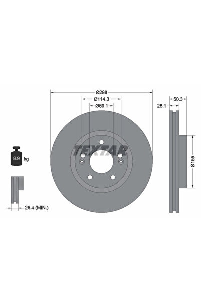 TEXTAR Дискова спирачка Hyundai Santa Fe 2 Inokom Santa Fe