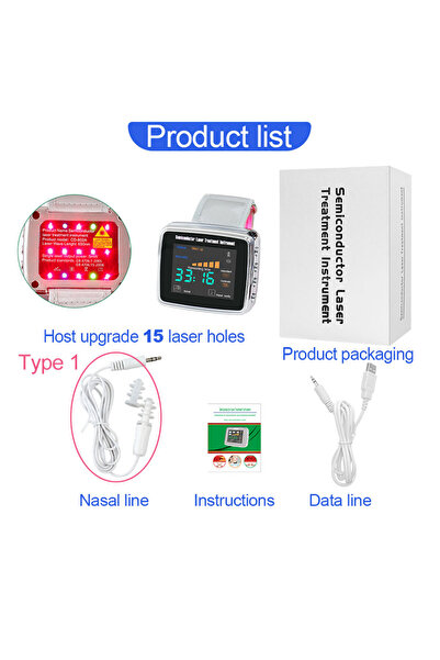 choice2 النوع 1 مع علبة 15 ساعة يد للعلاج بالليزر 650 نانومتر LLLT لعلاج السك...