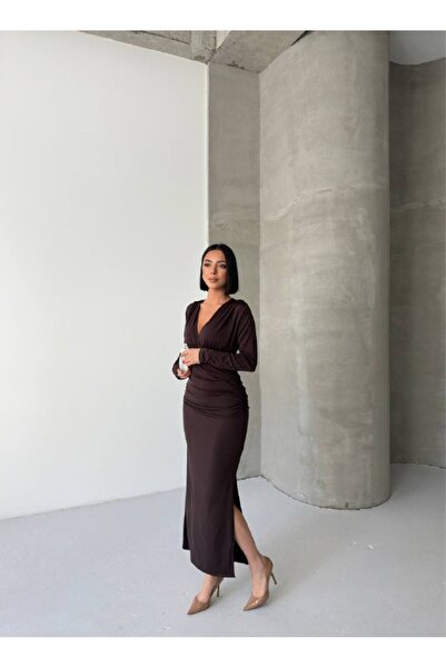 cemo KRUVAZE AKSESUARLI MAXİ ELBİSE