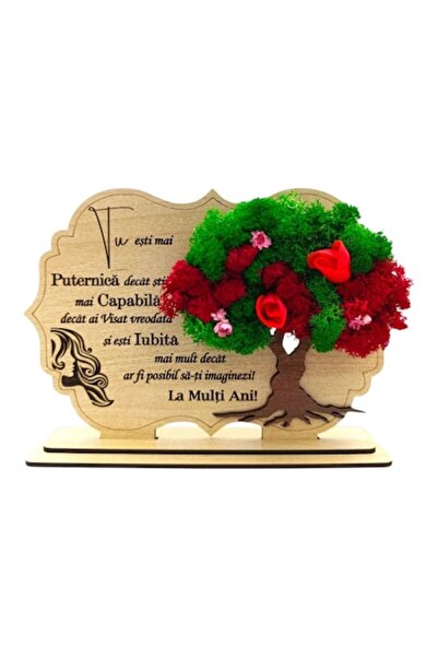 OEM Tablou decorativ cu licheni, cadou personalizat cu mesaj pentru Ziua Feme...