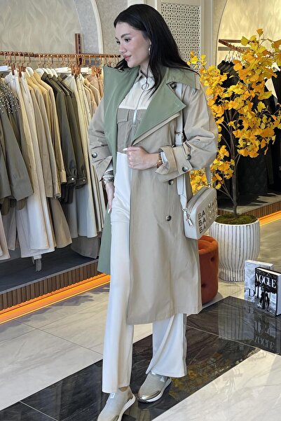 Orhan Kruvaze Çift Yaka Trençkot 19-1120 - Bej