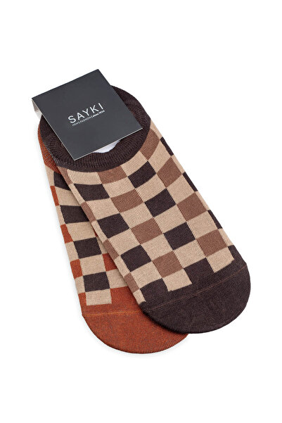 Hatemoğlu Brown - Tile Patterned 2-Piece Checkered Ballet Socks