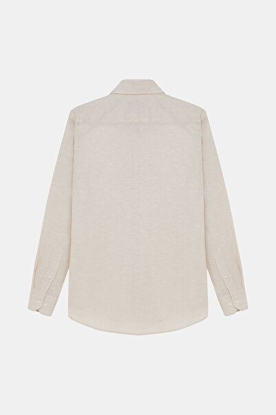 W Collection Beige Long Sleeve Cotton/Linen Shirt