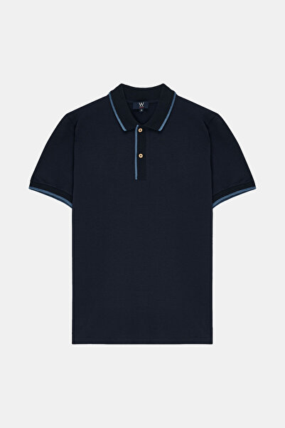 W Collection NAVY BLUE POLO NECK T-SHIRT