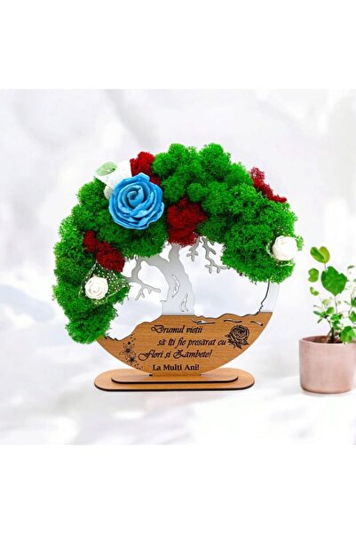 OEM Tree of Life frame with stabilized moss, personalized message, 20 cm, white