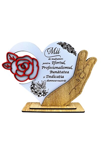 OEM Tablou decorativ inimă cu trandafir, personalizat cu mesaj pentru medici/...