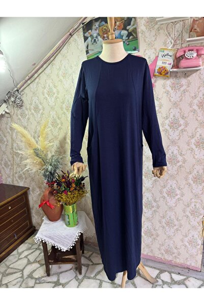 SENTEX Rochie lungă de damă cu mâneci lungi, cu model și buzunare