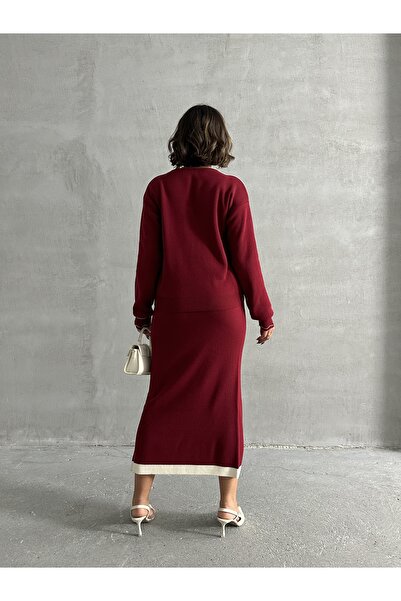 BEJNA Női bordó baba galléros kötöttáru szett