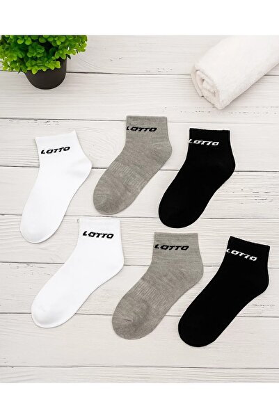 Lotto Unisex short socks set with Printed , 6 pairs, White/Black/Grey