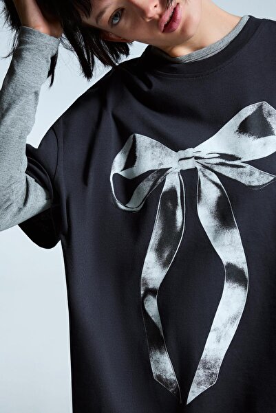 Bershka Kısa kollu oversize baskılı tişört