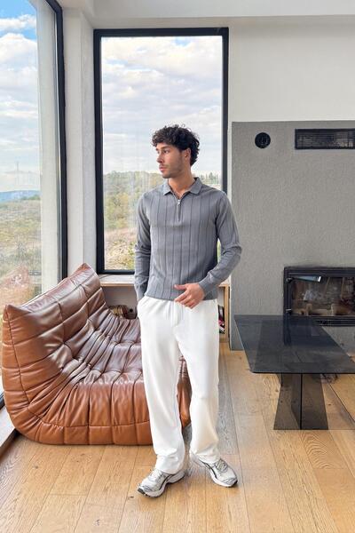 Flaw Wear Striped Zipper Knitwear Sweater