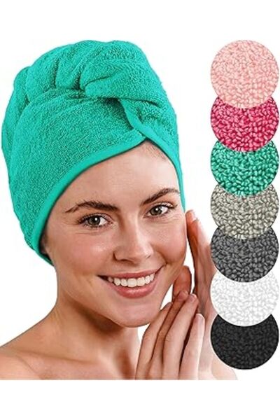 Layvera منشفة الشعر |   منشفة شعر - منشفة مكياج - بأزرار أكريليك - 100% قطن -...