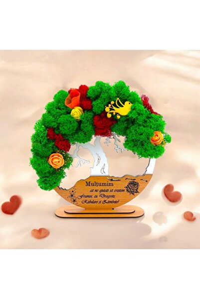 OEM Tree of Life artwork with stabilized lichens, personalized message, 20 cm, white