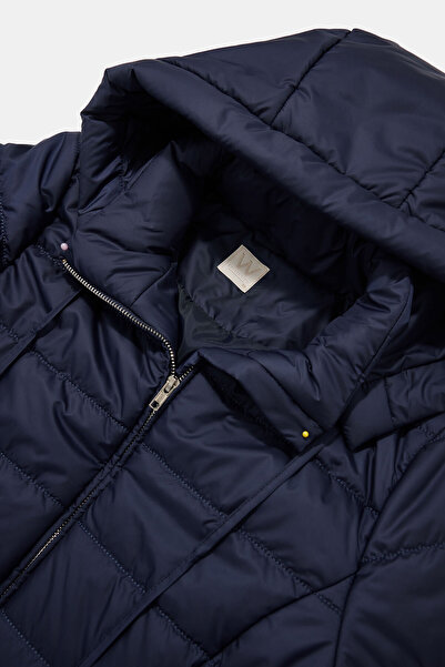 W Collection Dark Blue Hooded Coat