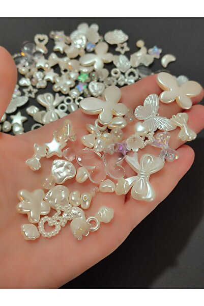 Mutlu Bujiteri Hobi Aksesuar 40 قطعة من الخرز الأكريليك ذو اللون الكريمي والش...