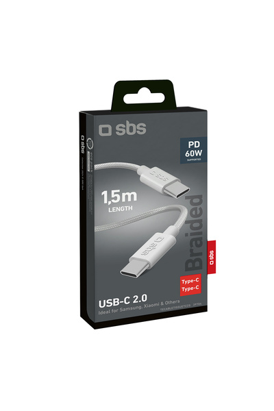Other Cablu przewód w oplocie USB-C 60W 1.5m - szary