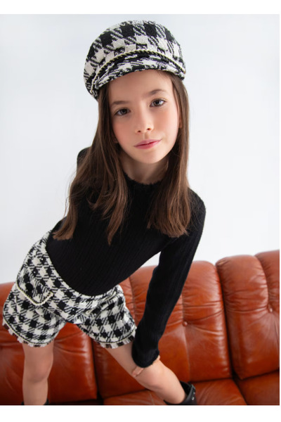 Abel & Lula Girl's Checkered Shorts - Black