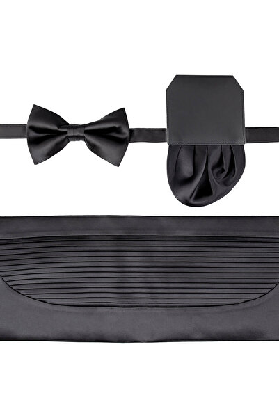 Hatemoğlu Siyah Papyon Kuşak Mendil Set