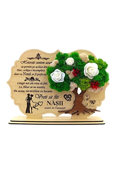 OEM Tablou decorativ cu licheni, cadou personalizat cu mesaj pentru nași, cre...