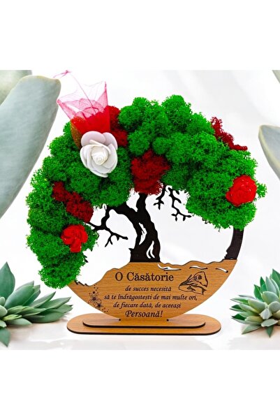 OEM Tree of Life Artwork with Stabilized Moss, Personalized Wedding Message, 25cm, Black