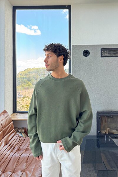 Flaw Wear Basic Dokuma Sweatshirt Yeşil