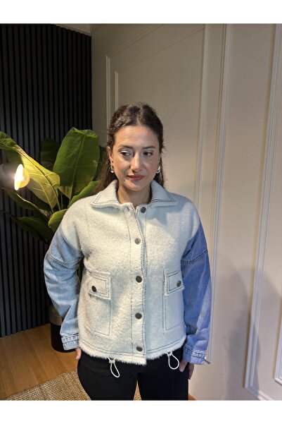 FLZTAS KEDİ SAKAL KOT KOLLU DÜĞMELİ CEKET VANİLYA