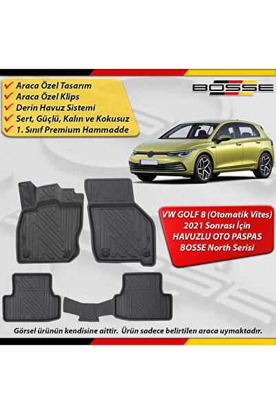 BOSSE North VW Golf 8 Otomatik Paspas Araca Özel 2021 Ve Sonrası Derin Havuzl...