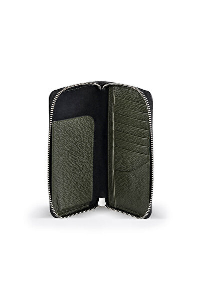 Hatemoğlu Black - Green Floter 100% Genuine Leather Wallet