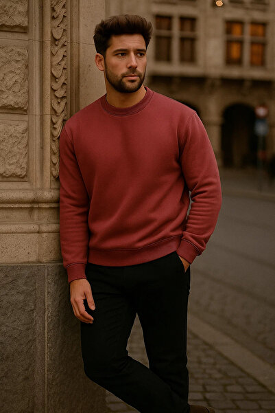 COMBİNE MİCHAİL Ανδρικό μακρύ πουλόβερ χειμερινό ροζ Dusty Rose