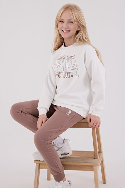 U.S. Polo Assn. Girls' Uspa 1890 Printed Tracksuit Set – Comfortable Fit, Modern and Casual Style