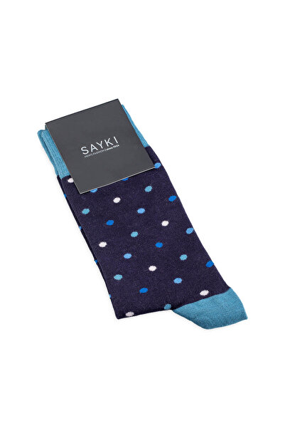 Hatemoğlu Navy Blue Polka Dot Cotton Socks