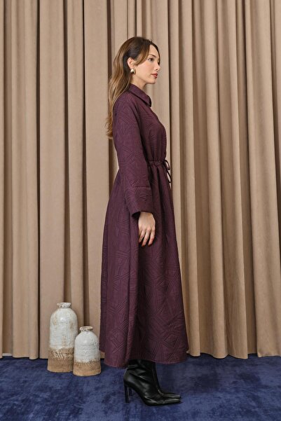 Loreen Women's Waist Tunnel Quilted Dress - 20713Elb - Plum