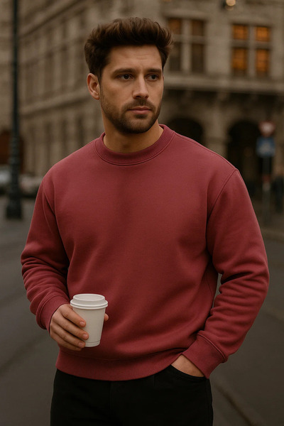 COMBİNE MİCHAİL Ανδρικό μακρύ πουλόβερ χειμερινό ροζ Dusty Rose