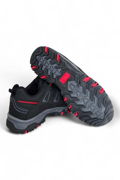 NAVİSHOES Siyah Kırmızı Unisex Outdoor Trekking Kışlık Kısa Bot Kaymaz Taban 777NAV