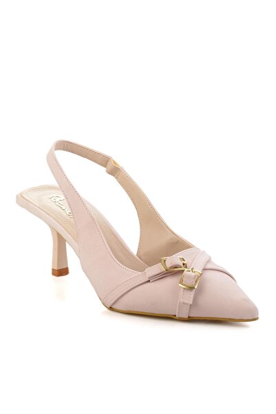 Bambi Mat Bej Kadın Klasik Topuklu Ayakkabı K01473010638