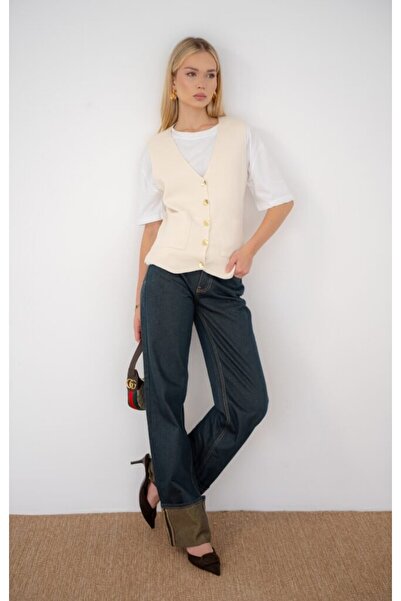 UNBOX Classic Button Vest – Beige