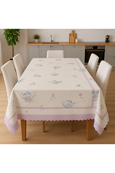 Limon Soft Față de masă rezistentă la pete 3D Digital cu imprimeu Față de masă Pastel Tea Dreams