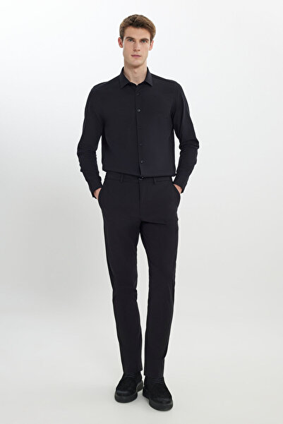 ALTINYILDIZ CLASSICS Men's Black Slim Fit Slim Fit Waist Tie Side Pocket Stretchy Casual Pants