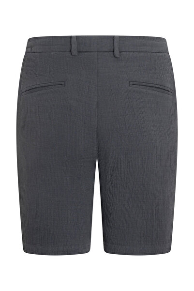 Hatemoğlu Anthracite Relaxed Fit 100% Cotton Shorts with Side Pockets