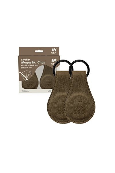 SIPO Cleme magnetice din piele ecologică pentru cărucior, set de 2, maro