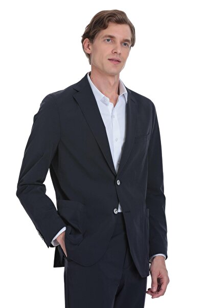 Hatemoğlu Navy Blue Comfort Fit Mono Collar Casual Suit