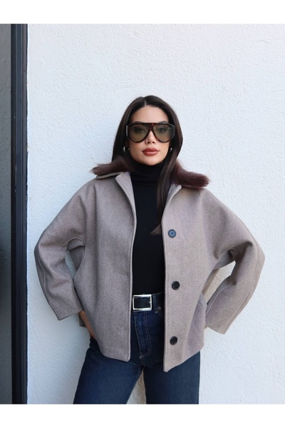 ESRAHELVACI Шубний комір Кашеве пальто