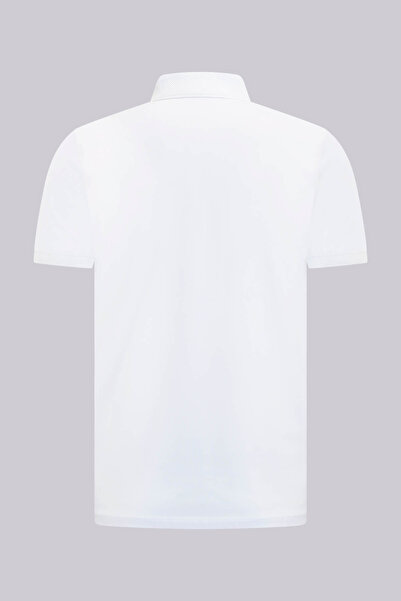 Hatemoğlu White Regular Fit Polo Neck Cotton T-Shirt