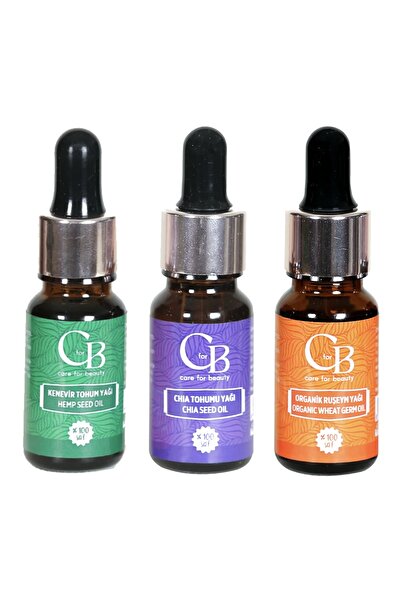 CforB Cosmetics Organik Bitkisel Yağ Seti 3’lü | Kenevir, Chia, Ruşeym Yağı |